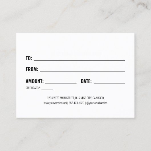 Sage Green Business Gift証明書 名刺 (裏面)