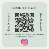Sage green business name qr code instagram スクエアシール (正面)