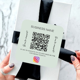 Sage green business name qr code instagram スクエアシール