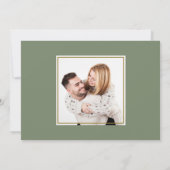 Sage Green Calligraphy QR Code Photo Wedding セーブザデート (裏面)