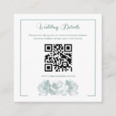 Sage Green Calligraphy QR Code Wedding エンクロージャーカード (正面)
