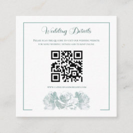 Sage Green Calligraphy QR Code Wedding エンクロージャーカード