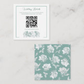 Sage Green Calligraphy QR Code Wedding エンクロージャーカード (正面/裏面)