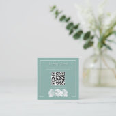 Sage Green Calligraphy QR Info Wedding エンクロージャーカード (スタンド正面)