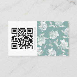 Sage Green Calligraphy Script QR Info Wedding エンクロージャーカード