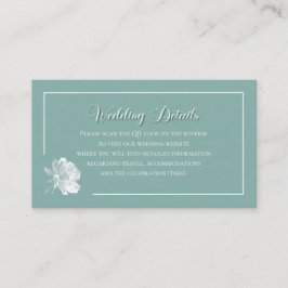 Sage Green Calligraphy Script QR Info Wedding エンクロージャーカード