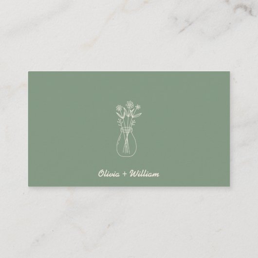 Sage Green Capture The Love QR Code 結婚's エンクロージャーカード (裏面)