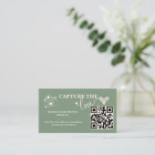 Sage Green Capture The Love QR Code 結婚's エンクロージャーカード (スタンド正面)