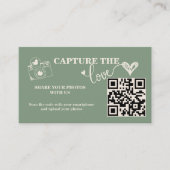 Sage Green Capture The Love QR Code 結婚's エンクロージャーカード (正面)
