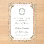 Sage Green Catholic Wedding Save the Date アクリル招待状 (正面)