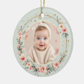 Sage Green Celestial Baby First Christmas Photo セラミックオーナメント (左)