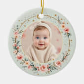 Sage Green Celestial Baby First Christmas Photo セラミックオーナメント (正面)