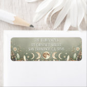 Sage Green Celestial Moon Phase Return Address  ラベル (インサイチュ)