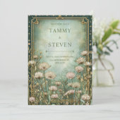 Sage Green Celestial Starry Astrantia Wedding 招待状 (スタンド正面)