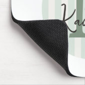 Sage Green Charcoal Custom Striped Circle Monogram マウスパッド (コーナー)