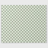 Sage Green Checker Checkerboard Checkered Retro ラッピングペーパー (フラット)