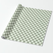 Sage Green Checker Checkerboard Checkered Retro ラッピングペーパー (アンロールド)