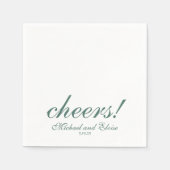 Sage Green Cheers Elegant Personalized Wedding スタンダードカクテルナプキン (正面)