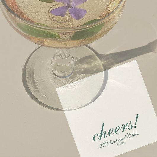 Sage Green Cheers Elegant Personalized Wedding スタンダードカクテルナプキン