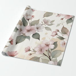 Sage Green Cherry Blossom Easter Gift Wrap ラッピングペーパー