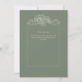 Sage Green Chic Botanical Daisy Garden Wedding サンキューカード (裏面)
