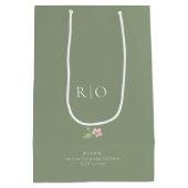 Sage Green | Chic Floral Folded Wedding ミディアムペーパーバッグ (裏面)