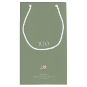 Sage Green | Chic Floral Folded Wedding Small Gift スモールペーパーバッグ (裏面)