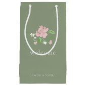 Sage Green | Chic Floral Folded Wedding Small Gift スモールペーパーバッグ (正面)