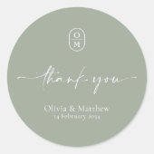 Sage Green | Chic & Modern Wedding Monogram  ラウンドシール (正面)