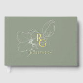 Sage Green | Chic Monogram Wedding Guest Book ゲストブック (正面)