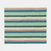 Sage Green Chic Striped フリースブランケット (正面(横))