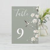 Sage Green Chinoiserie Floral Garden Table Numbers 招待状 (スタンド正面)