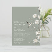 Sage Green Chinoiserie Floral QR Code Wedding 招待状 (スタンド正面)
