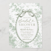 Sage Green Chinoiserie Floral Toile Bridal Shower 招待状 (正面/裏面)