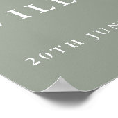 Sage Green Chinoiserie Floral Wedding Welcome Sign ポスター (角)