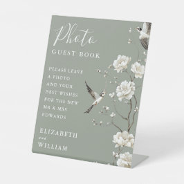 Sage Green Chinoiserie Photo Guest Book Wedding 台座サイン