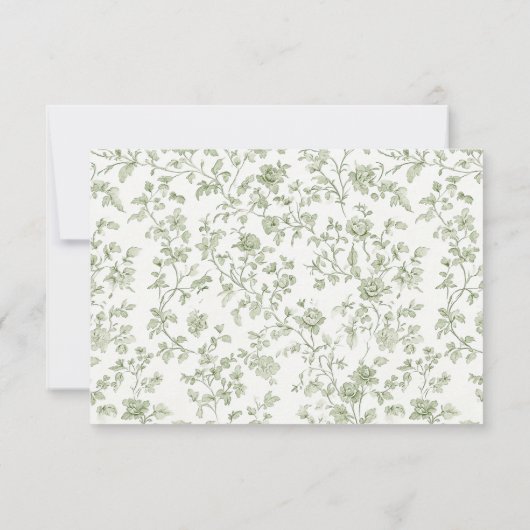 Sage Green Chinoiserie Wedding 出欠カード (裏面)