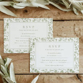 Sage Green Chinoiserie Wedding 出欠カード