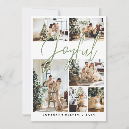 Sage Green Christmas書道家族の写真 シーズンカード (正面)