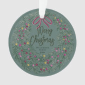 Sage Green Christmas Acrylic Ornament with Photo オーナメント (正面)