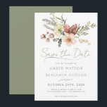 Sage Green Christmas Winterフローラ保存日 招待状<br><div class="desc">Sage Green Christmas Winterフローラ日付招待状を保存。冬エレガントは、美しい手の水の色の冬のブーケを特集したデ絵を描ートカードを保存書のスクリプトとエレガント、セージ緑の文字と招待のバック。ミニマモダンリストの結婚式は、冬とクリスマスの結婚式に最適な日付カードを保存する。カードの表裏の文言、フォントスタイル、色とサイズをカスタマイズできる。合感じ品は連絡自由にお願い。</div>