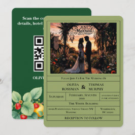 Sage Green Citrus Botanical Wedding Invitation 招待状