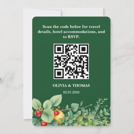 Sage Green Citrus Botanical Wedding Invitation 招待状 (裏面)