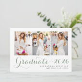 Sage Green Class of 2025 Photo Collage卒業 招待状 (スタンド正面)
