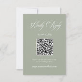 Sage Green Classic Elegant Wedding QR Code 出欠カード (正面)