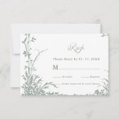Sage Green Classic Floral Frame Wedding RSVP (正面)