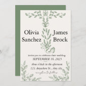 Sage Green Classic Floral Wedding Invitation 招待状 (正面/裏面)