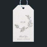 Sage Green Classic Wreath Monogram Photo Wedding ギフトタグ<br><div class="desc">This design is part of a collection and can be edited in sooo many ways.

Please reach out to us if you need any help or any additional products.</div>