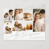 Sage Green Collage 8写真数々の日付の保存 案内ポストカード (正面)