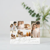 Sage Green Collage 8写真数々の日付の保存 案内ポストカード (スタンド正面)